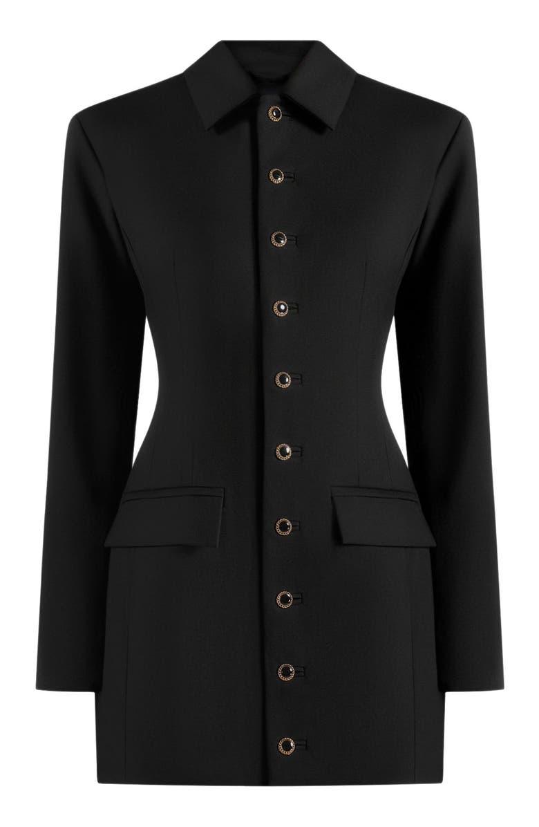 Manière De Voir Amelie Hourglass Button Up Blazer Dress, Alternate, color, Black