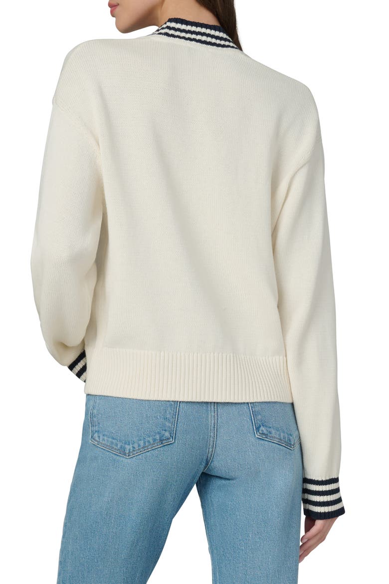 The Leah Stripe Cardigan, Alternate, color, ECRU W/ NAVY TIPPI