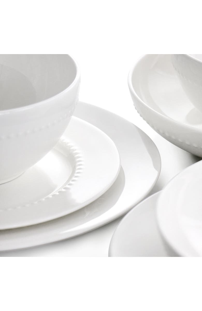 Gibson Elite Embossed Bone China 16 Piece Double Bowl Dinnerware Set, Alternate, color, White