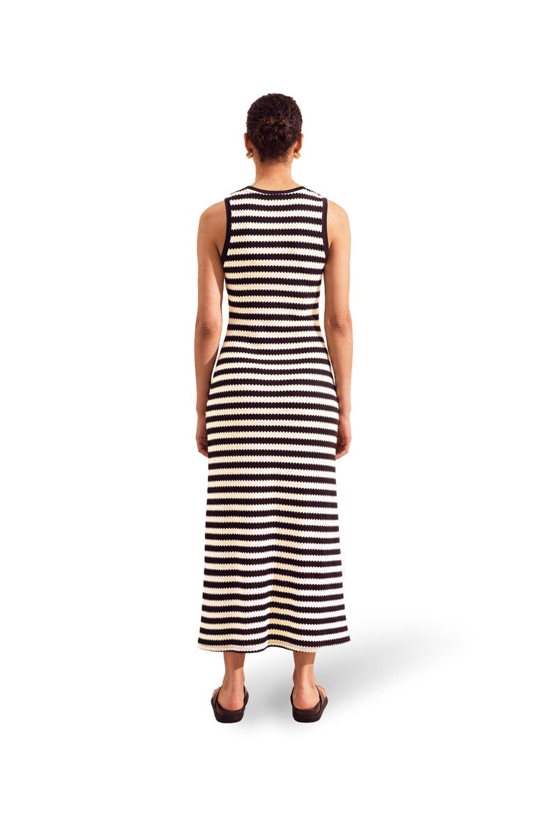 Mono Stripe Knit Midi Dress, Alternate, color, Black
