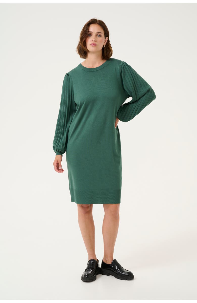 Kaffe Kalone Knit Round Neck Knee Length Dress, Main, color, Garden Topiary