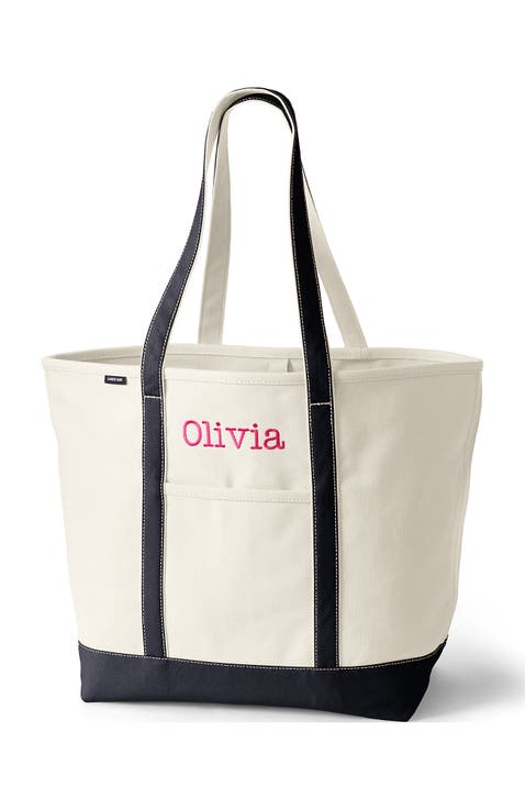 Open Top Long Handle Canvas Tote Bag