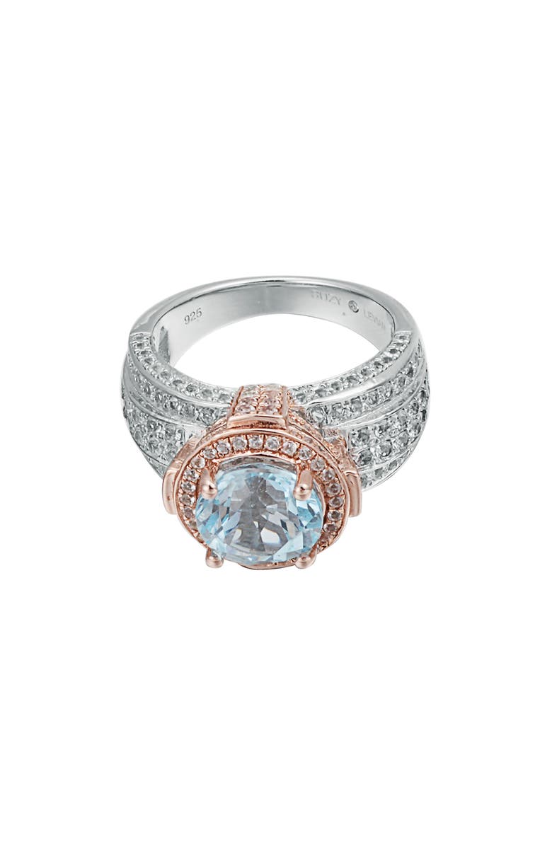 SUZY LEVIAN Two-Tone Semiprecious Stone & White Topaz Halo Ring, Alternate, color, Blue