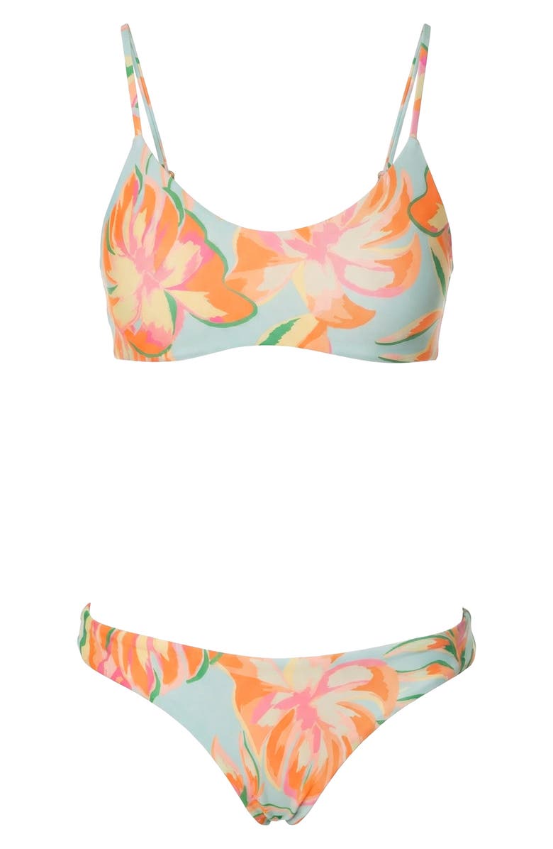 Maaji Fiesta Bloom Iconic Reversible Bikini Bottoms, Alternate, color, Open Blue