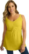 Jessica London Stretch Cotton Shirred Tank