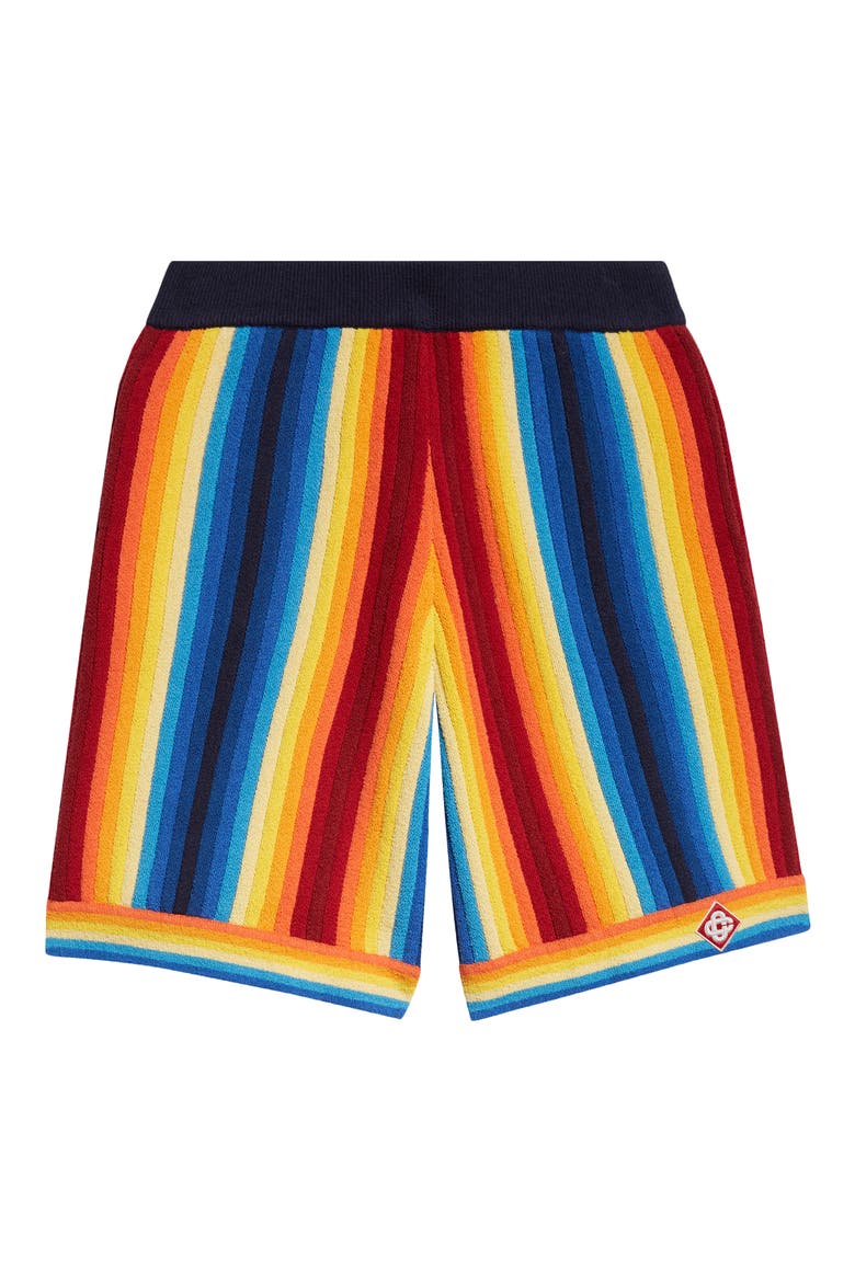 Gradient Stripe Terry Cloth Shorts, Alternate, color, BLUE MULTI