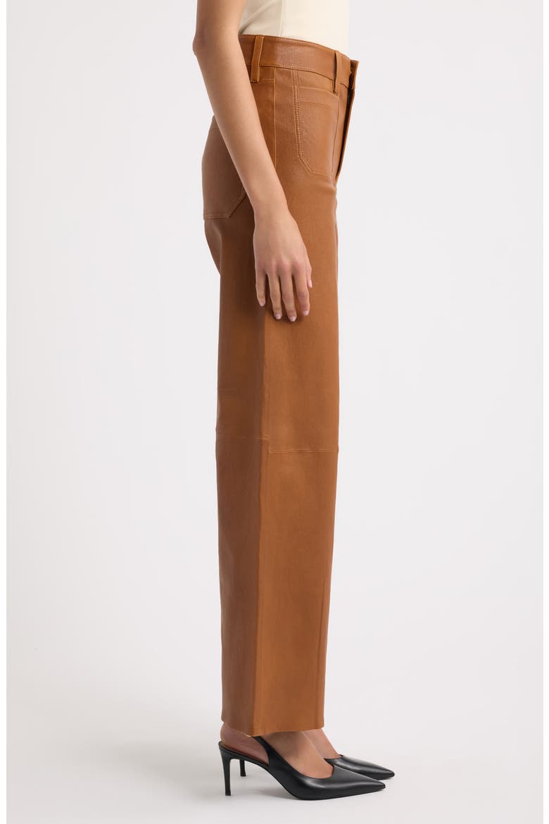 The Slim Palazzo Leather Pants, Alternate, color, CAMEL