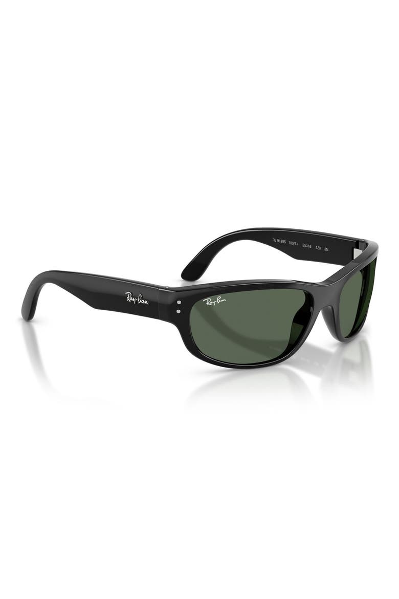 Kids' 55mm Pillow Sunglasses, Alternate, color, BLACK / DARK GREEN