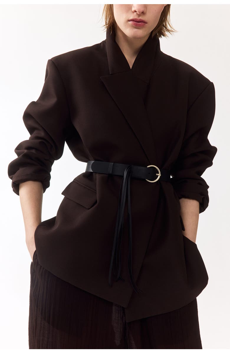 H&M Belted Blazer, Alternate, color, Dark Brown