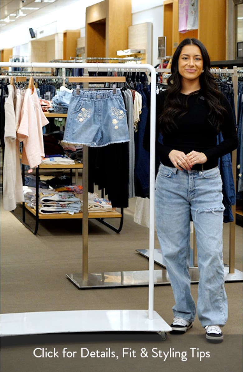 Kids' Floral Embroidered Denim Shorts, sales video thumbnail