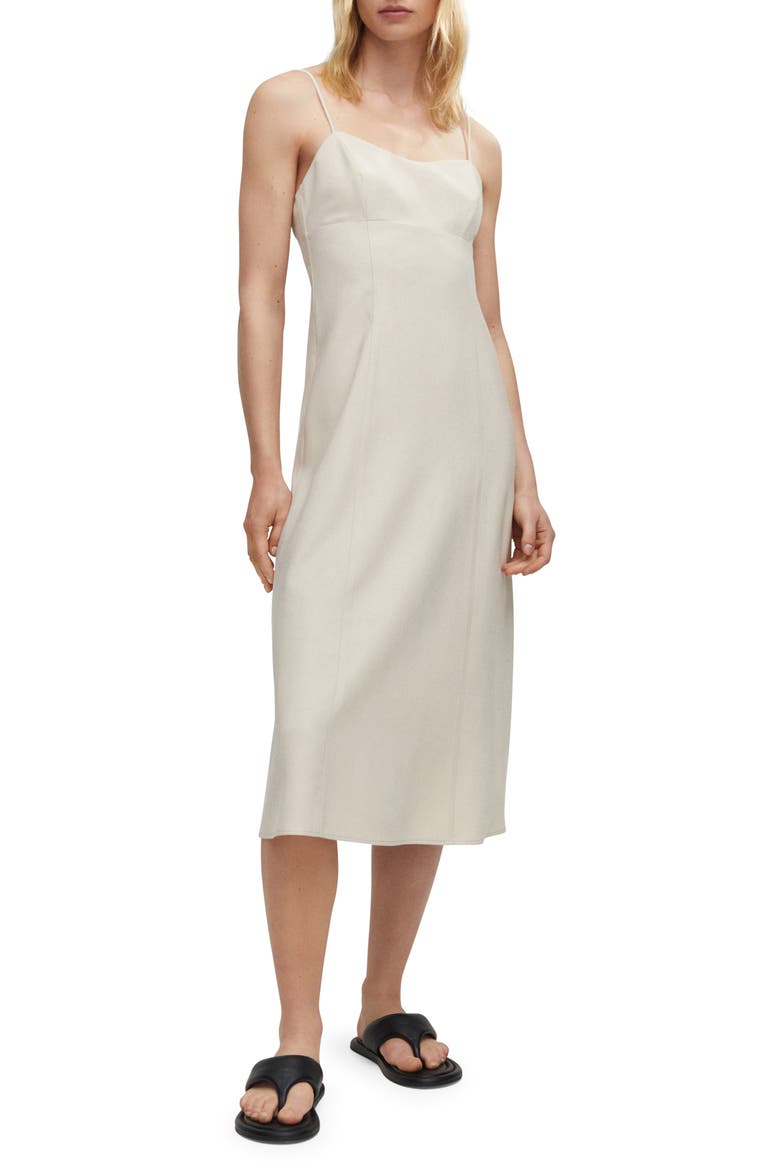 A-Line Midi Dress, Main, color, ECRU