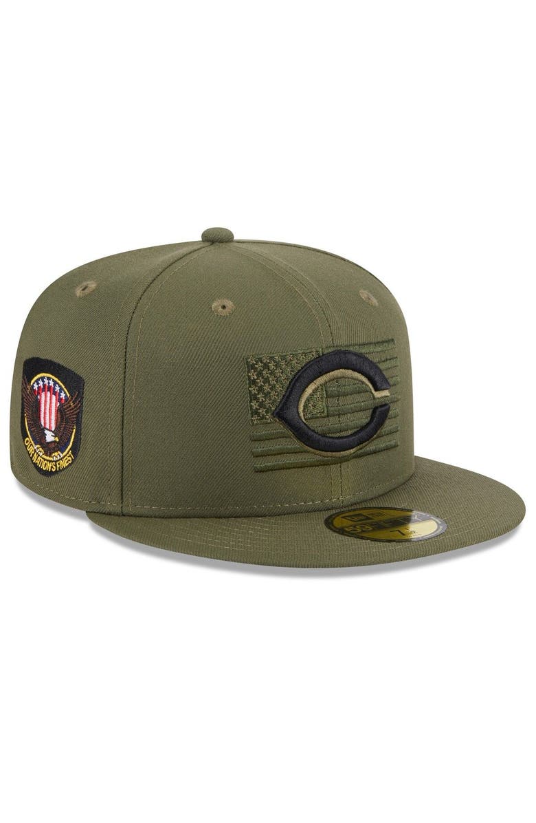 New Era Men's New Era  Green Cincinnati Reds 2023 Armed Forces Day On-Field 59FIFTY Fitted Hat, Main, color, 