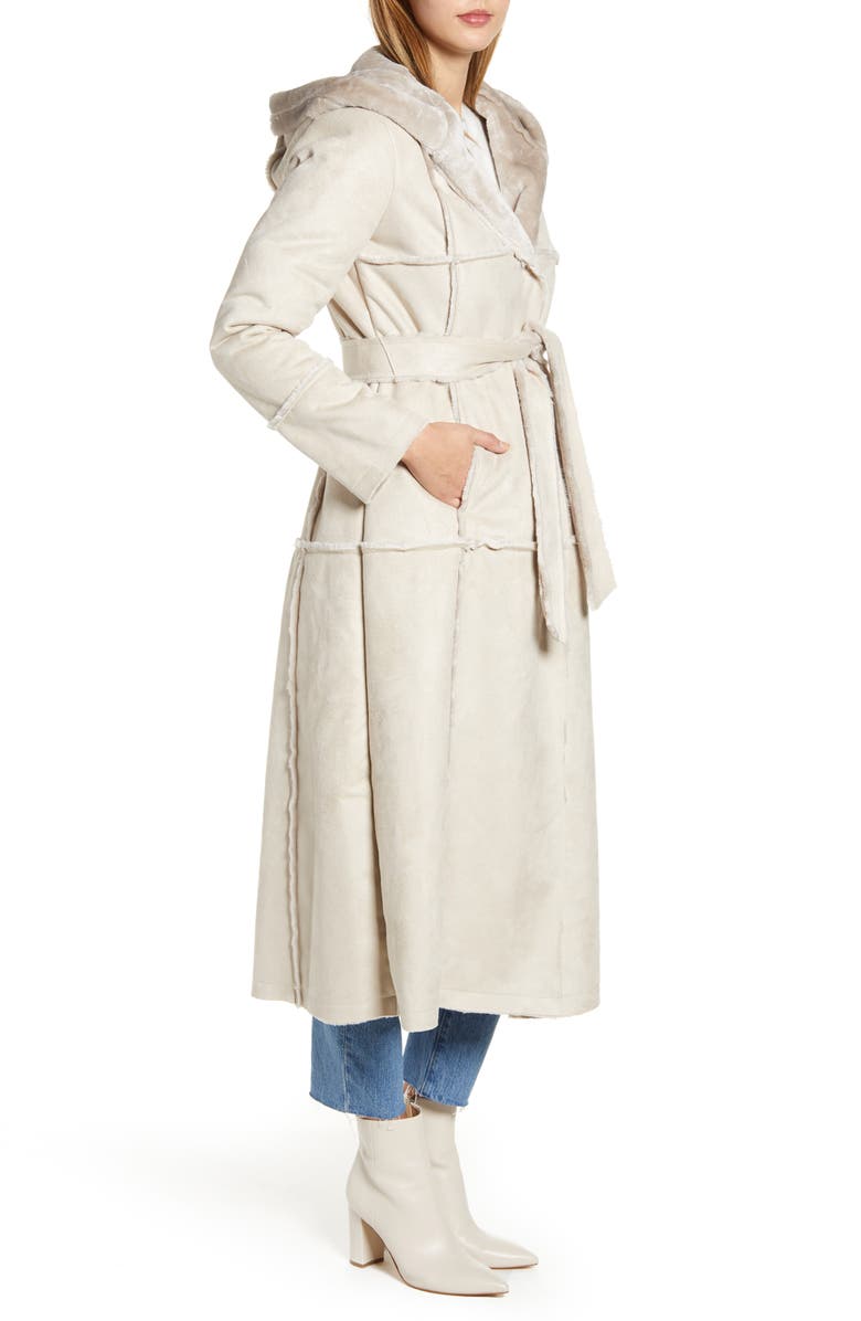 Rachel Parcell Faux Fur Trim Hooded Coat, Alternate, color, 