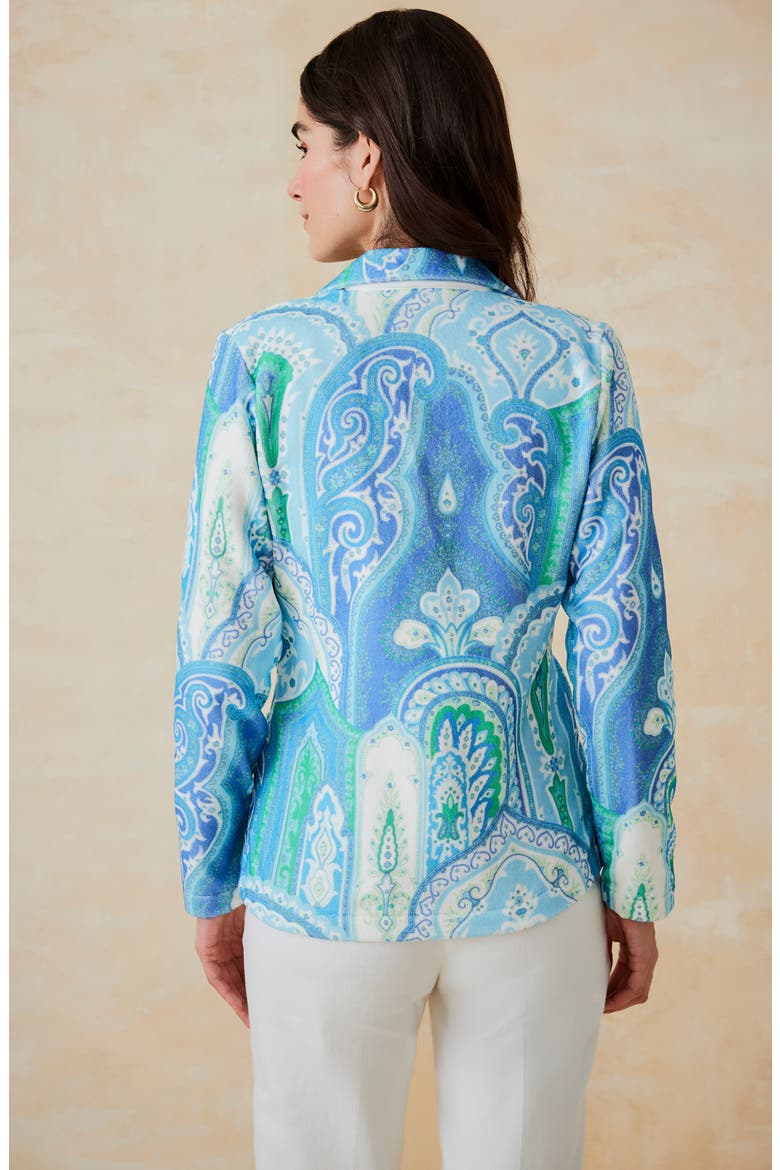 Jada Terry Cotton Two Button Blazer, Alternate, color, GRASS/ LAPIS BLUE