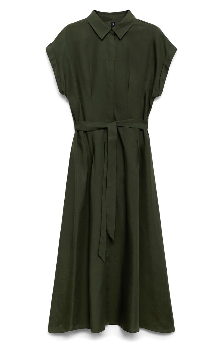 MANGO Belted Shirtdress, Alternate, color, Khaki Green