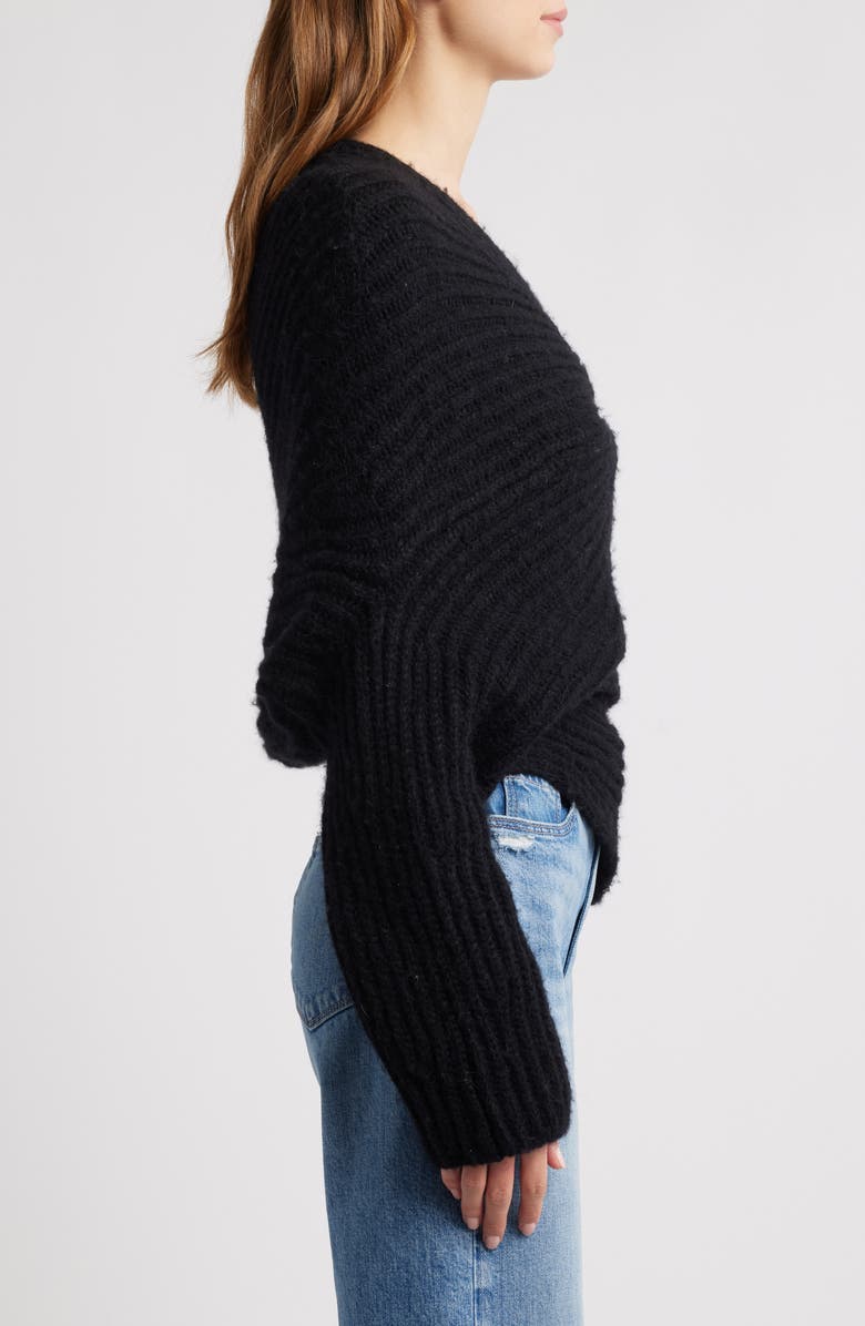 Cult Gaia Lea Knit Off the Shoulder Sweater, Alternate, color, Black