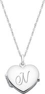 Tiny Blessings Sterling Silver Heart Locket & Engraved Initial 14-16" Necklace