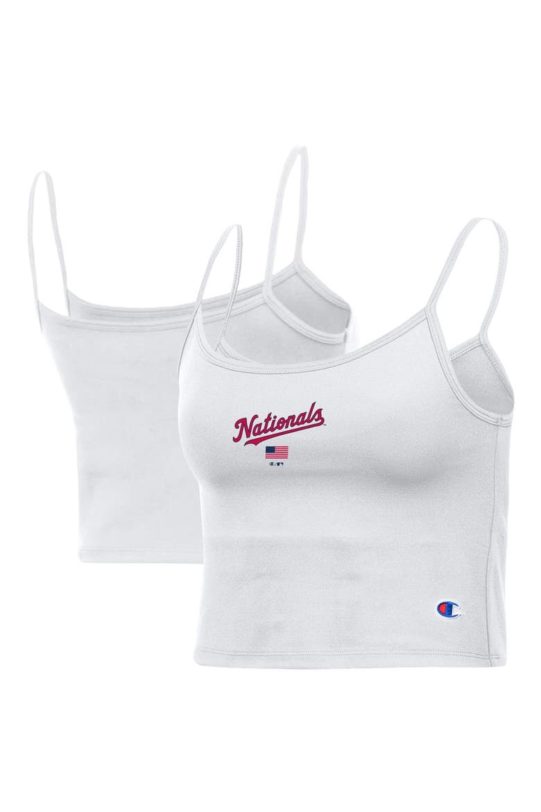 Women's Champion White Washington Nationals America Scoop Tank Top, Main, color, White