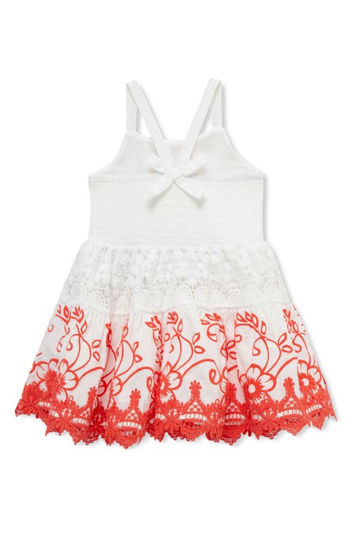 Peek Essentials Embroidered Lace Accent Dress In White