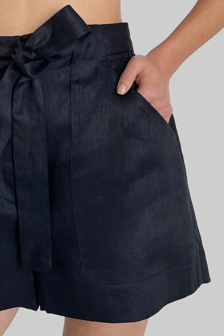 Mia Linen Twill Shorts, Alternate, color, Black