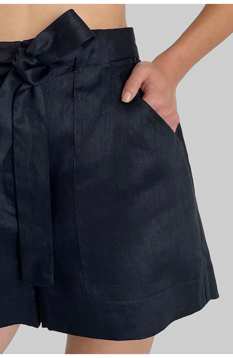 nuaje nuaje Mia Linen Twill Shorts, Alternate, color, Black