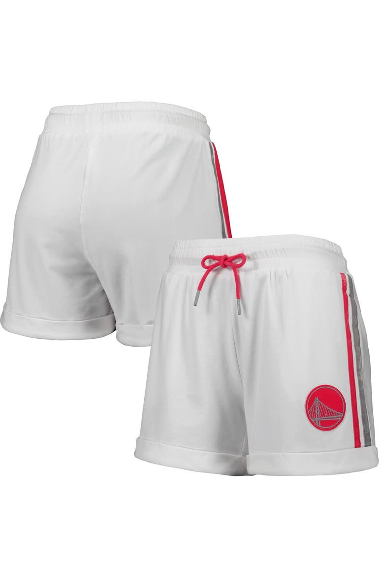 Women's Lusso White/Pink Golden State Warriors Melody Cuffed Tri-Blend Shorts, Main, color, White