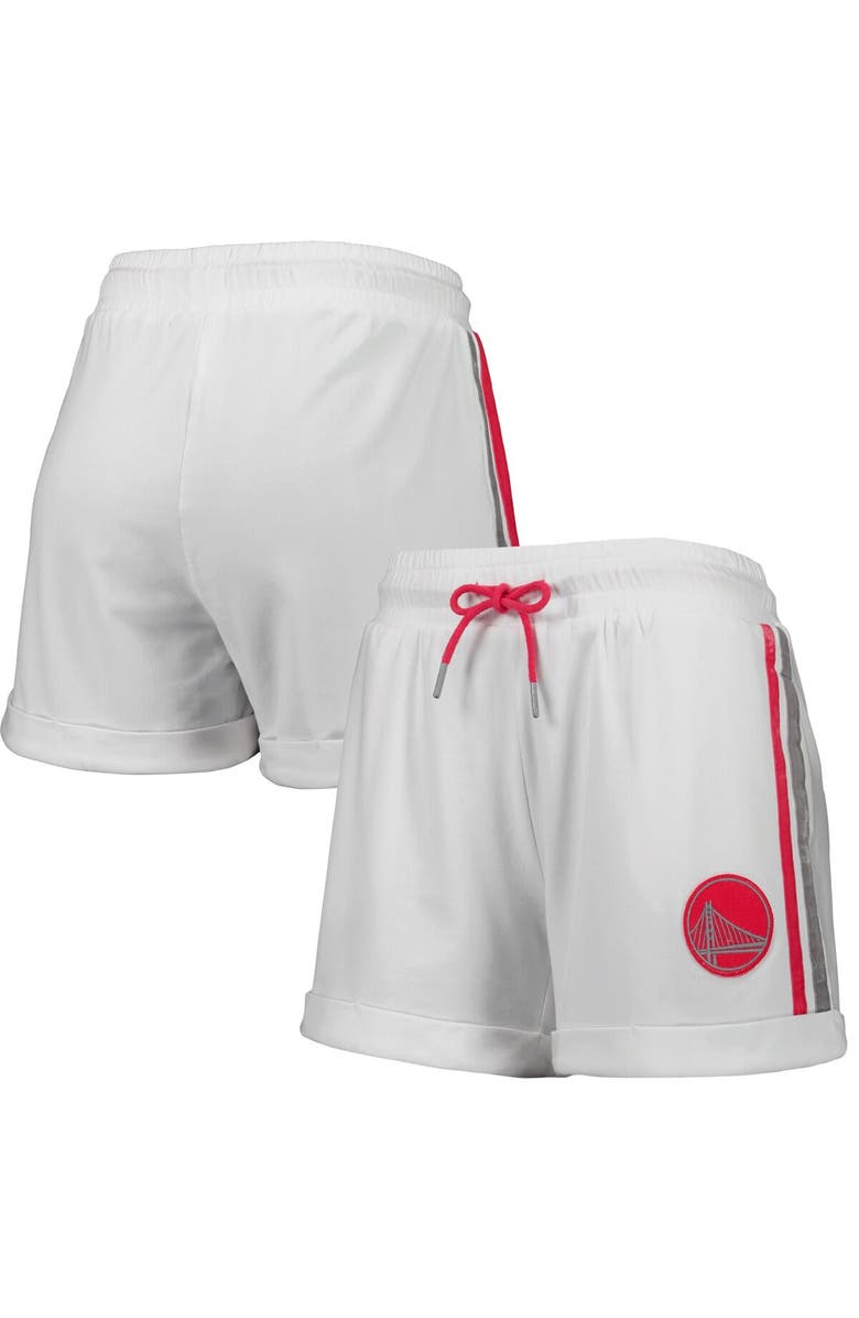 LUSSO Women's Lusso White/Pink Golden State Warriors Melody Cuffed Tri-Blend Shorts, Main, color, White