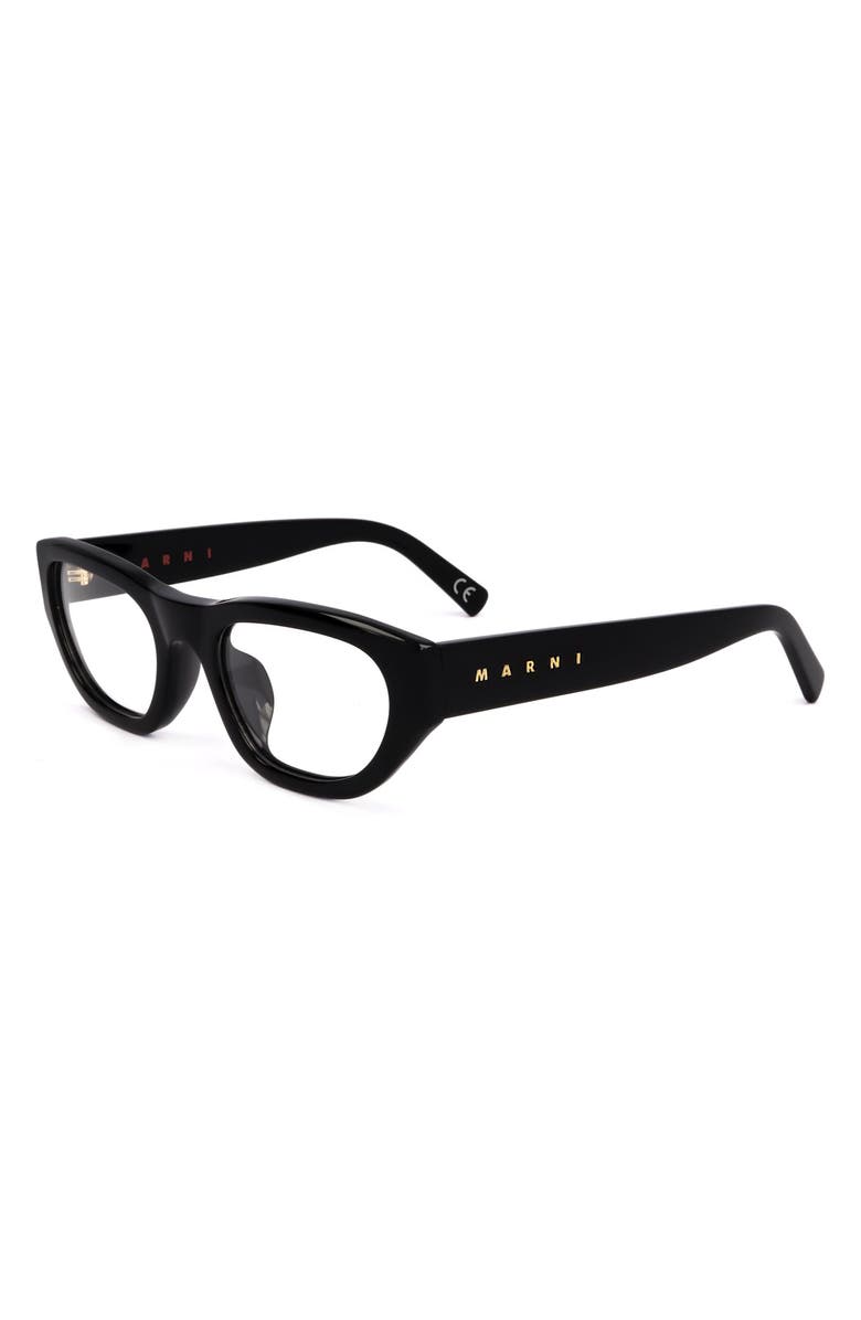 Marni 53mm Rectangular Reading Glasses, Alternate, color, Black