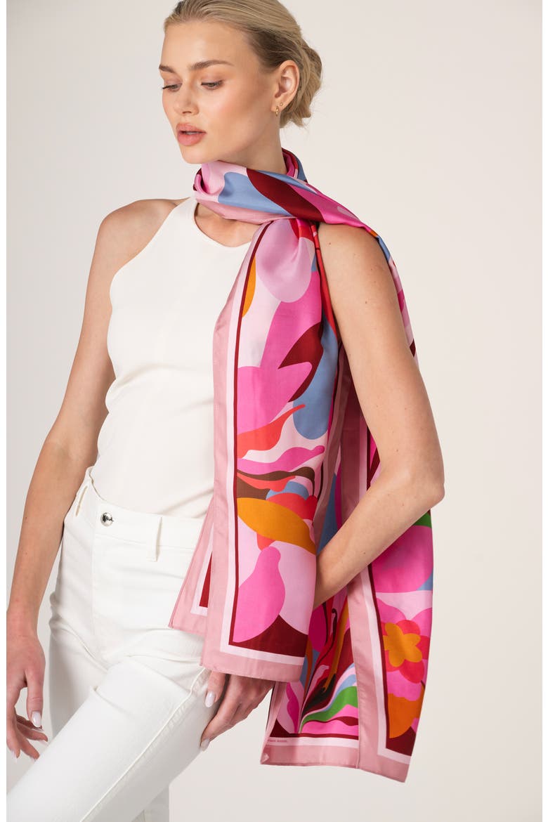 Petal Mirage Oblong Silk Scarf, Alternate, color, Pink