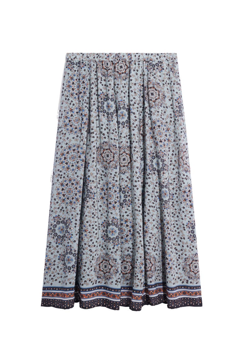 Printed Midi Skirt Border Hem, Alternate, color, Sky Blue