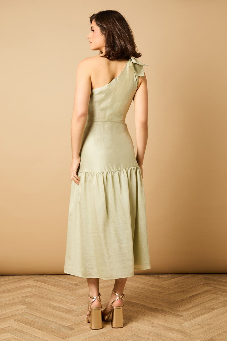Bow Shoulder Detail Midi Dress, Alternate, color, Pistachio