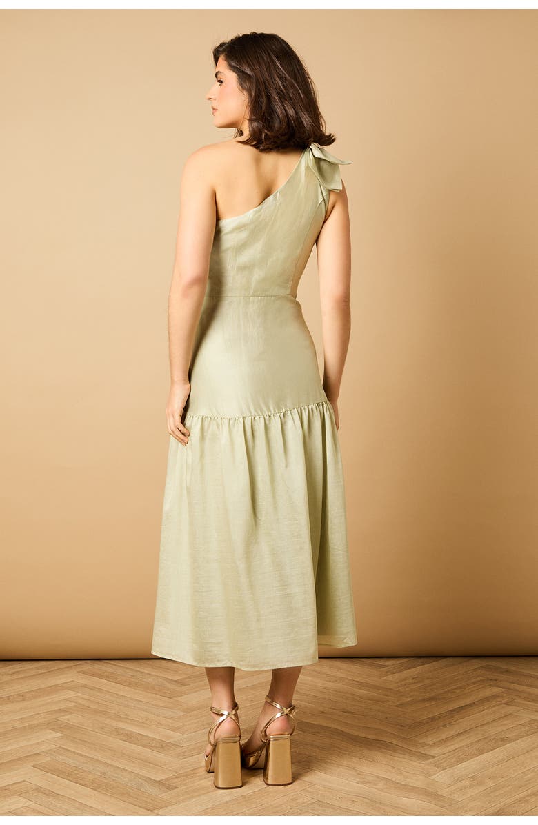 Oasis Bow Shoulder Detail Midi Dress, Alternate, color, Pistachio