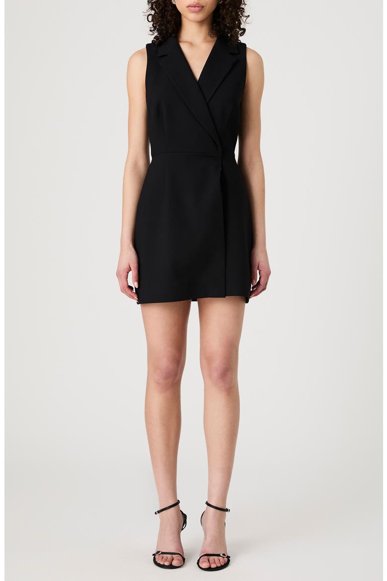 Whisper Sleeveless Double Breasted Blazer Minidress, Main, color, BLACK