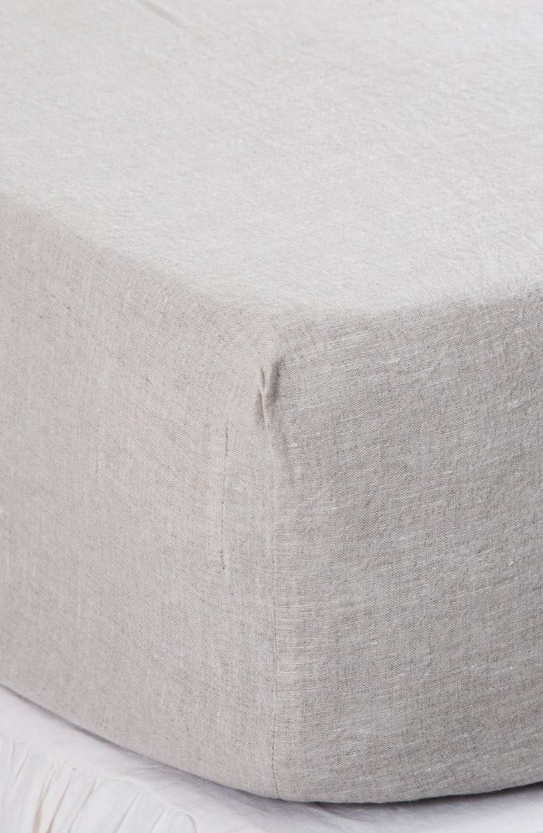 Pom Pom at Home Linen Fitted Sheet, Main, color,