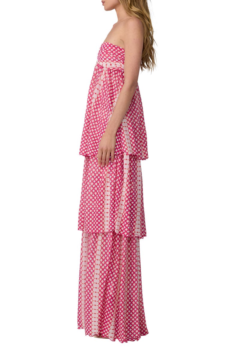 Joanne Dotted Strapless Tiered Maxi Dress, Alternate, color, RAIN DROP MINI PEONY