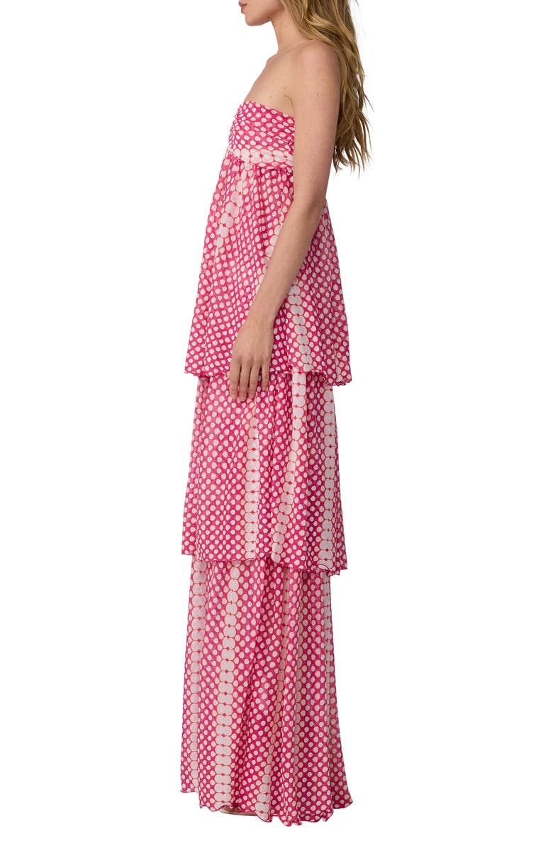 Diane von Furstenberg Joanne Dotted Strapless Tiered Maxi Dress, Alternate, color, Rain Drop Mini Peony