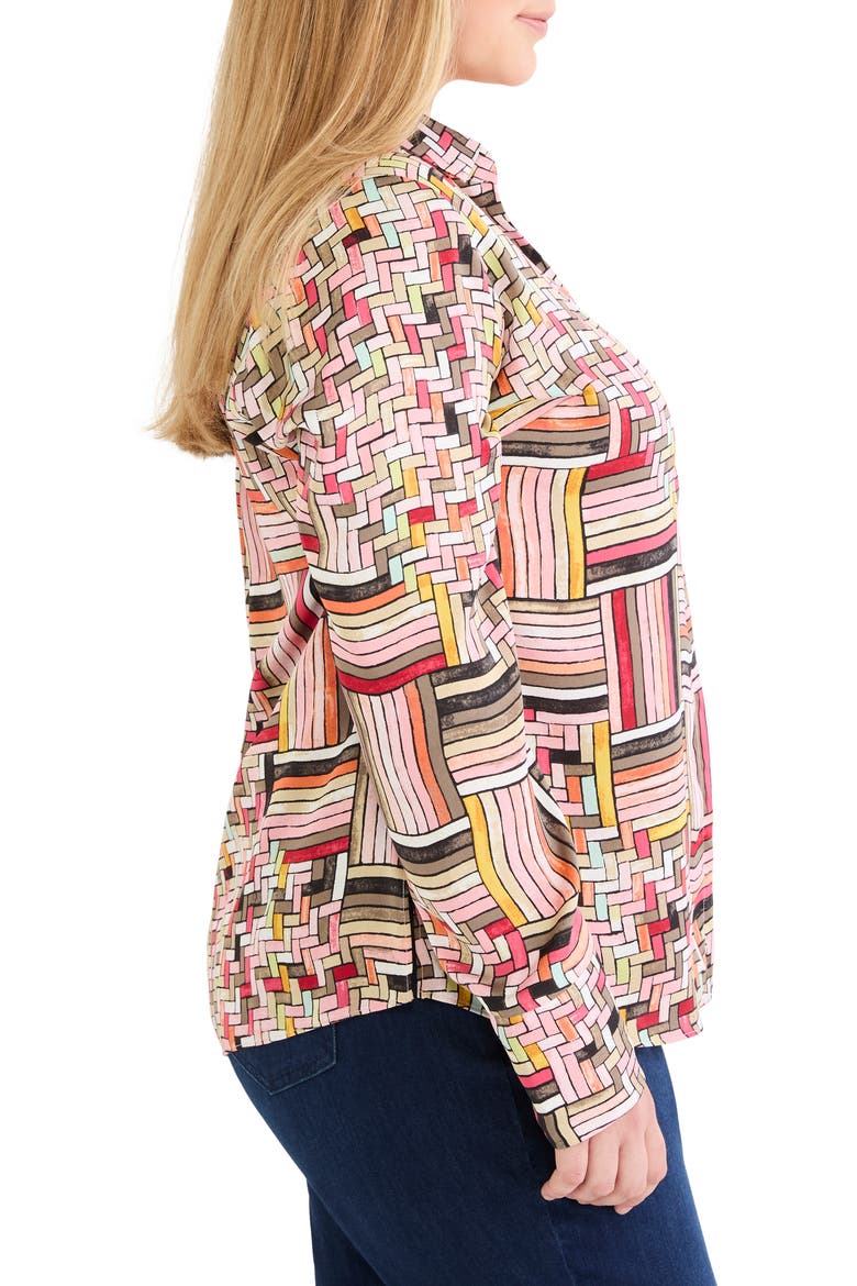 Colorweave Button-Up Top, Alternate, color, PINK MULTI