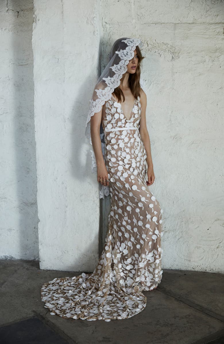 For Love & Lemons Marguerite Floral Petal Gown, Alternate, color, 