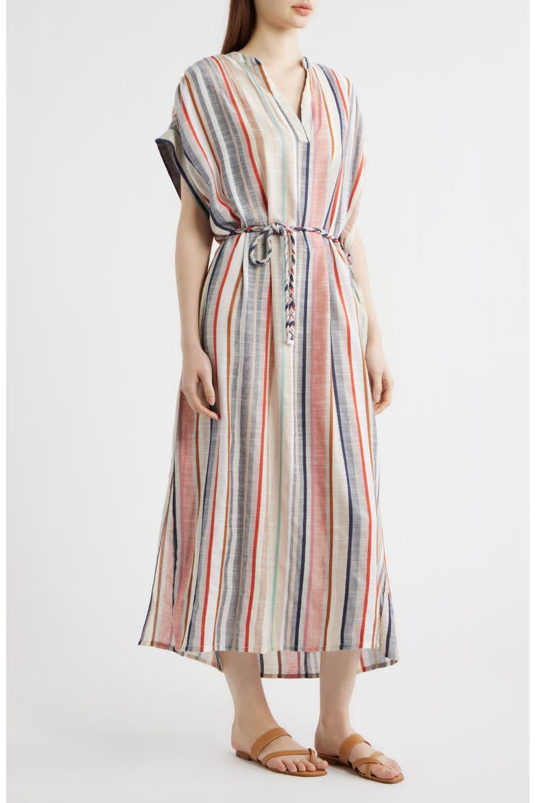 Belted Stripe Maxi Dress, Alternate, color, BLEU JEAN