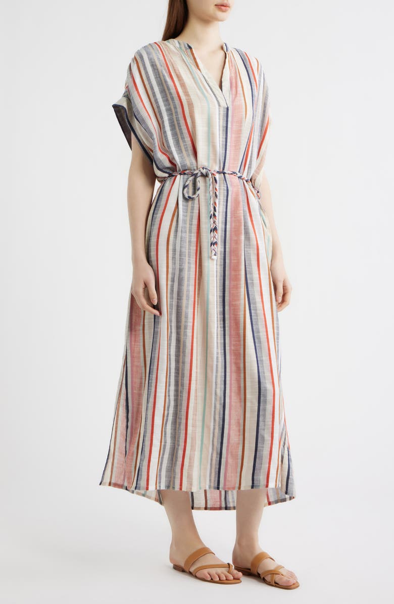 FRNCH Belted Stripe Maxi Dress, Alternate, color, Bleu Jean