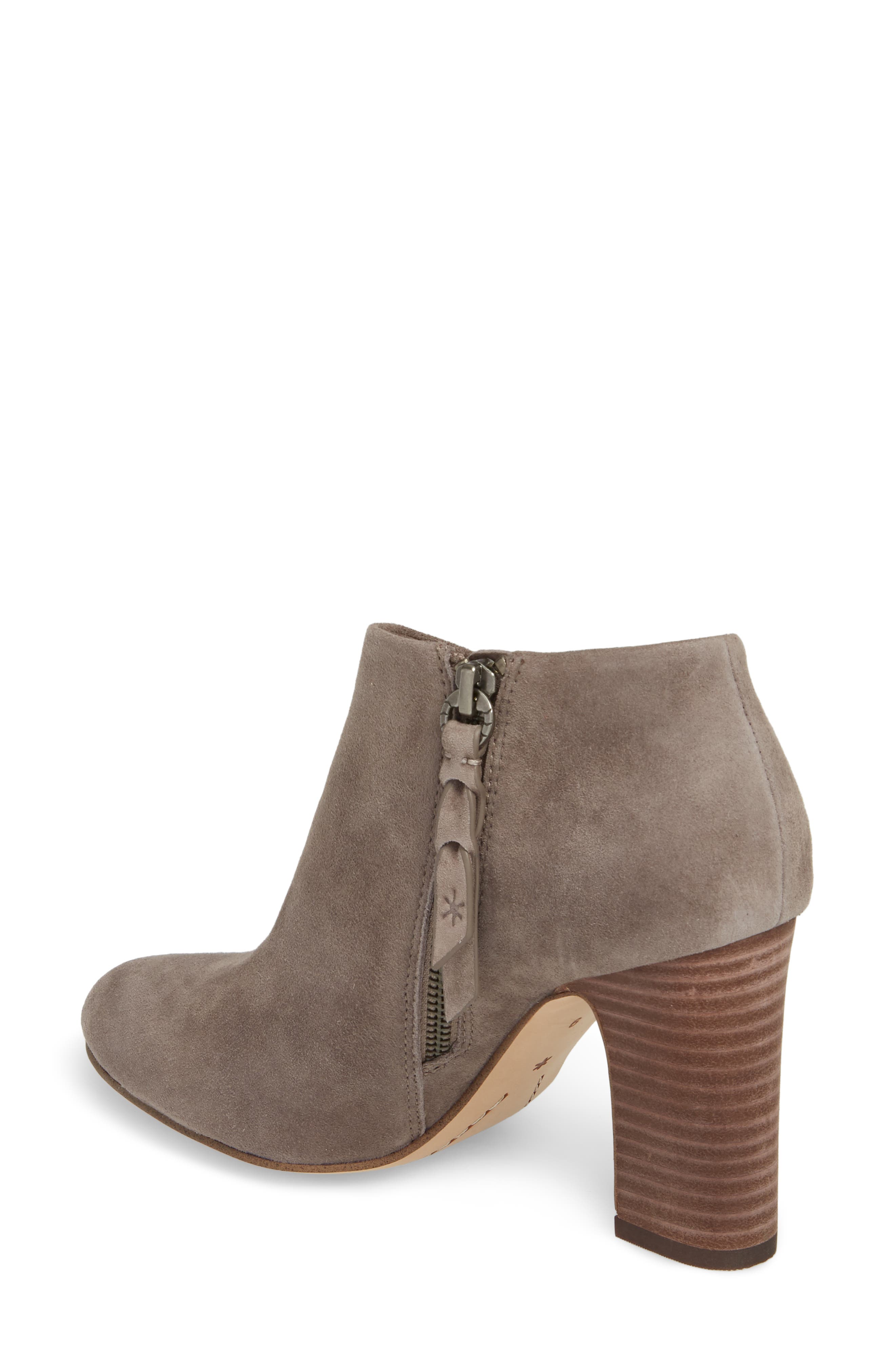 Neves Stack Heel Bootie, Alternate, color, LIGHT CHARCOAL SUEDE