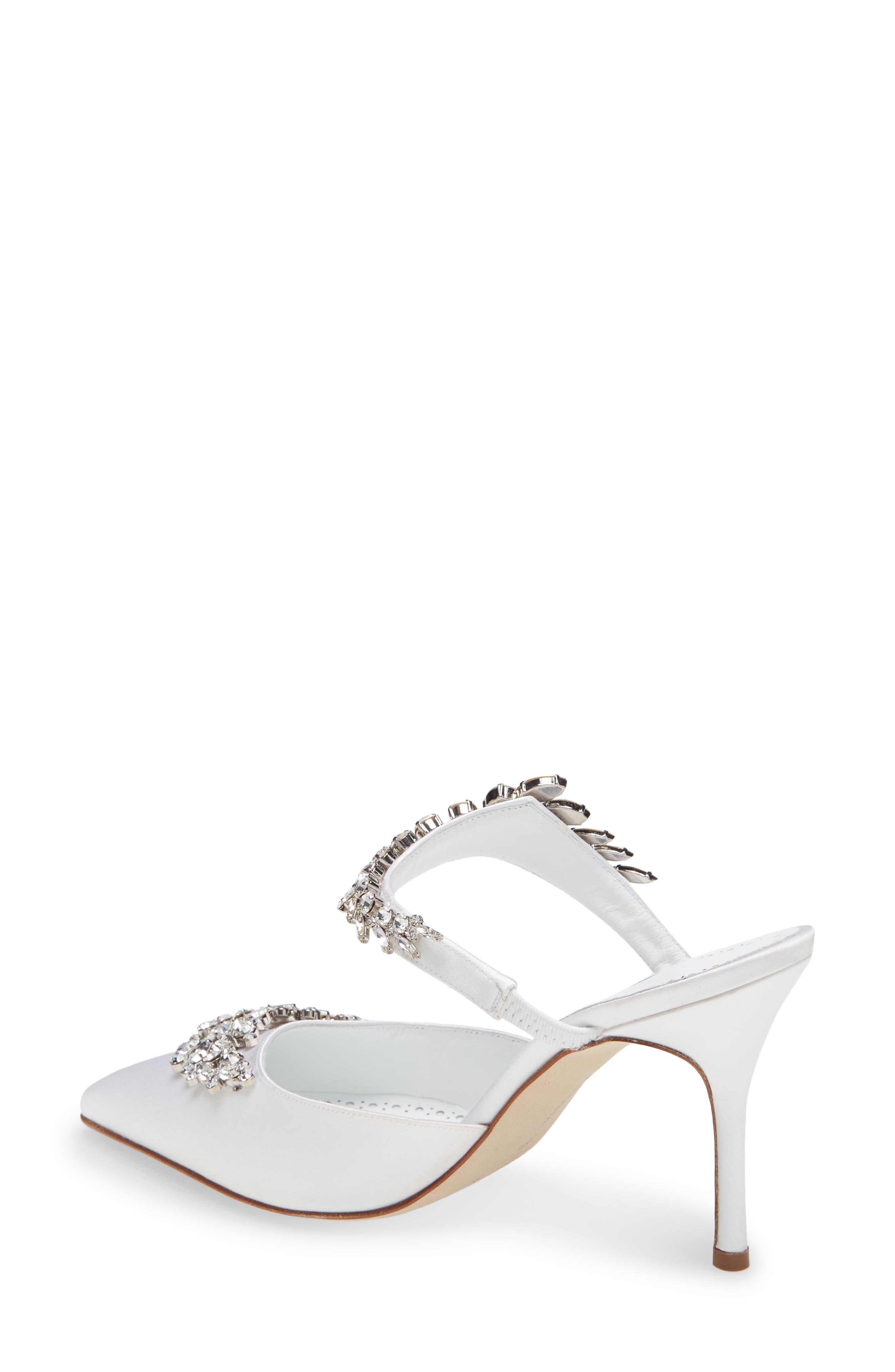Manolo Blahnik Lurum Crystal Leaf Mule, Alternate, color, 