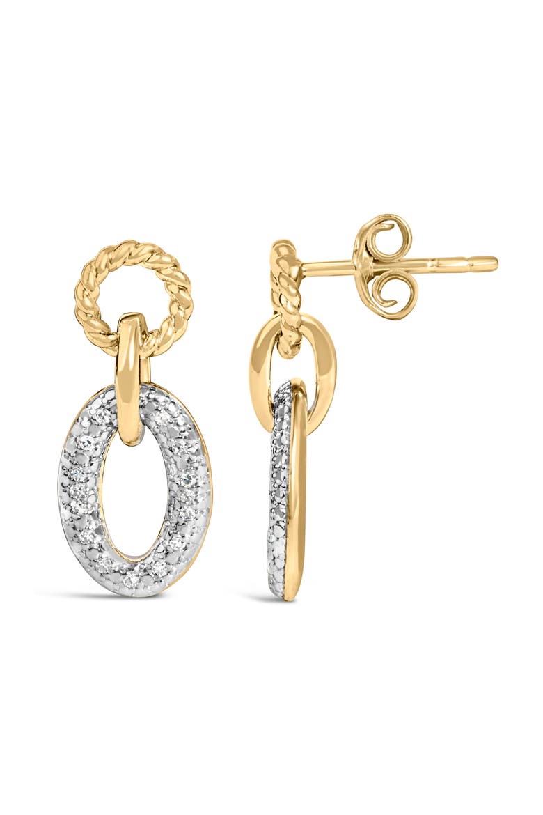 Gold Vermeil 1/10 Cttw Diamond Oval Link Earrings, Alternate, color, Silver