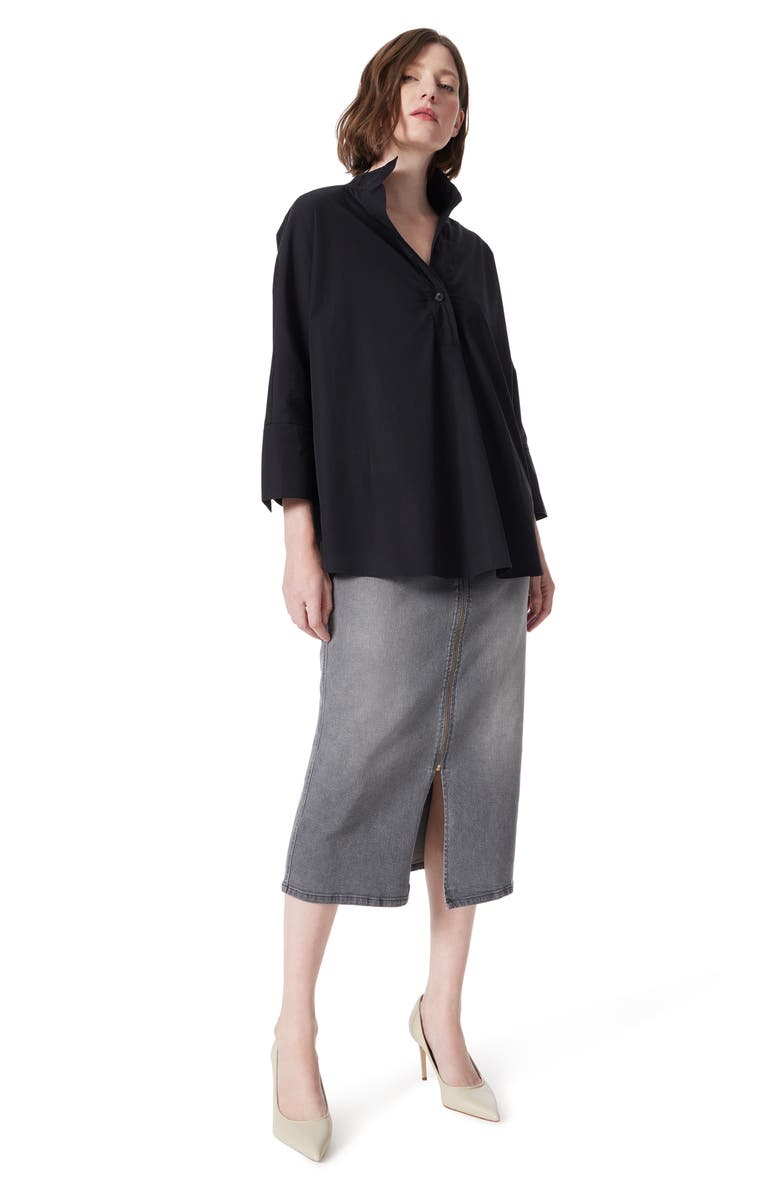 DO by Dee Ocleppo Three-Quarter Sleeve Popover Top, Alternate, color, Black