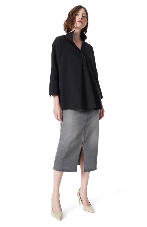 Do By Dee Ocleppo Three-quarter Sleeve Popover Top In Black