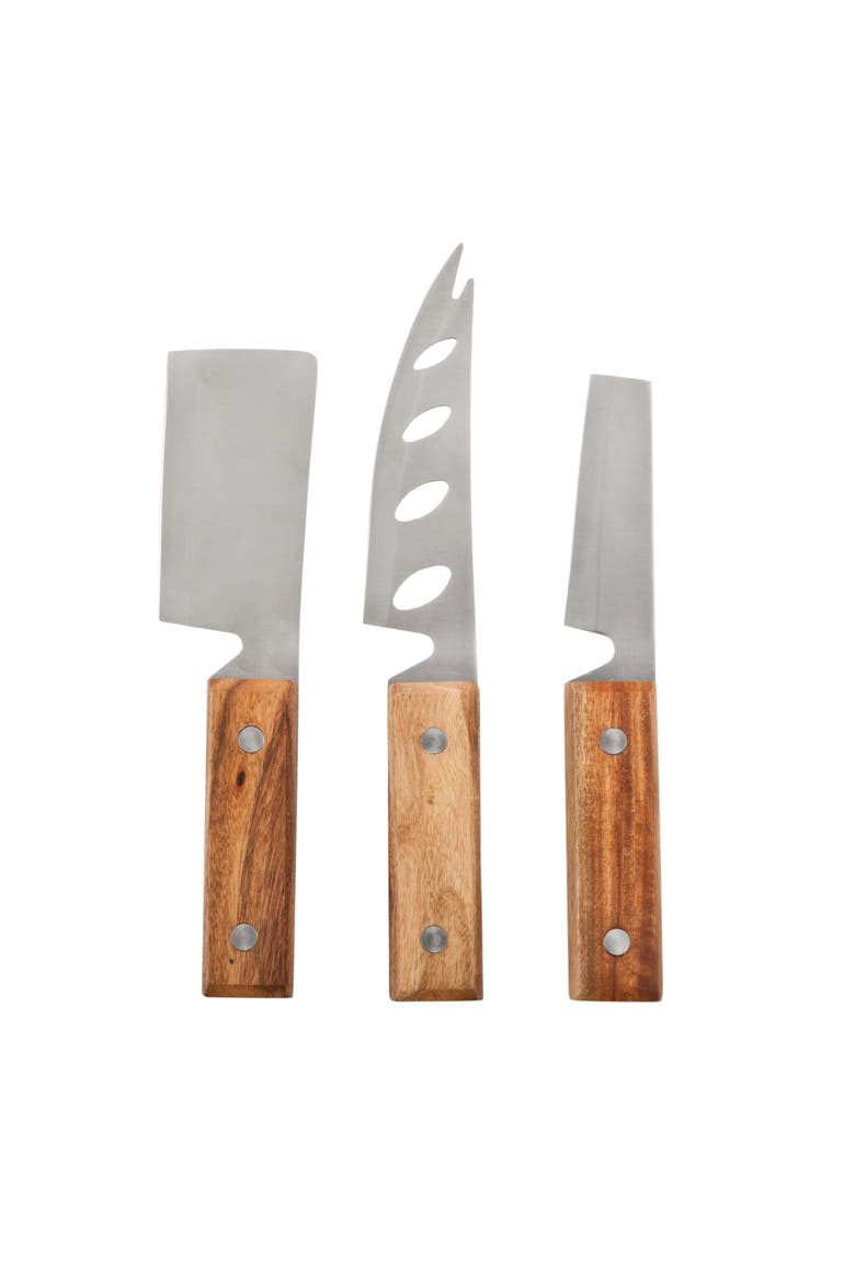 Rustic Cheese Knives Set of 3, Main, color, BROWN