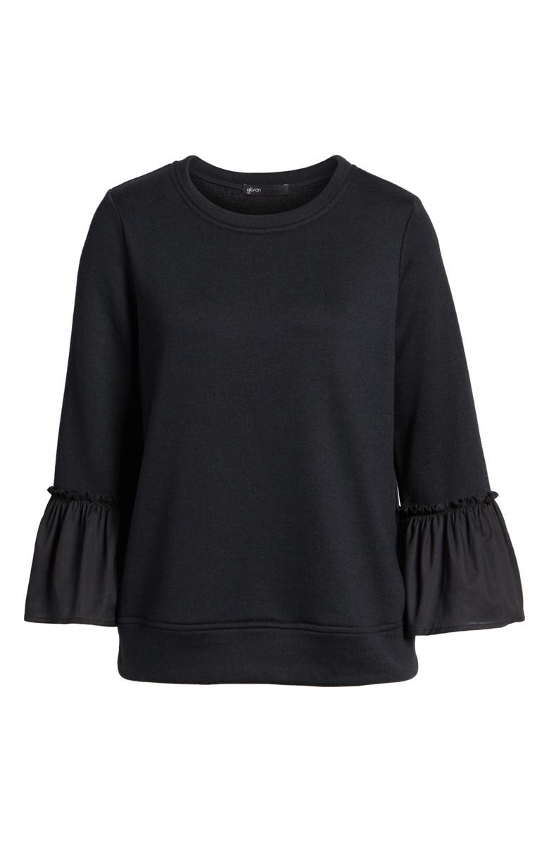 GIBSONLOOK Gibson Ruffle Sleeve Stripe Sweatshirt, Alternate, color, 