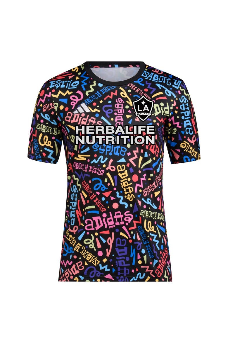 Men's adidas  Black LA Galaxy 2023 Hispanic Heritage Pre-Match Top, Alternate, color, Black