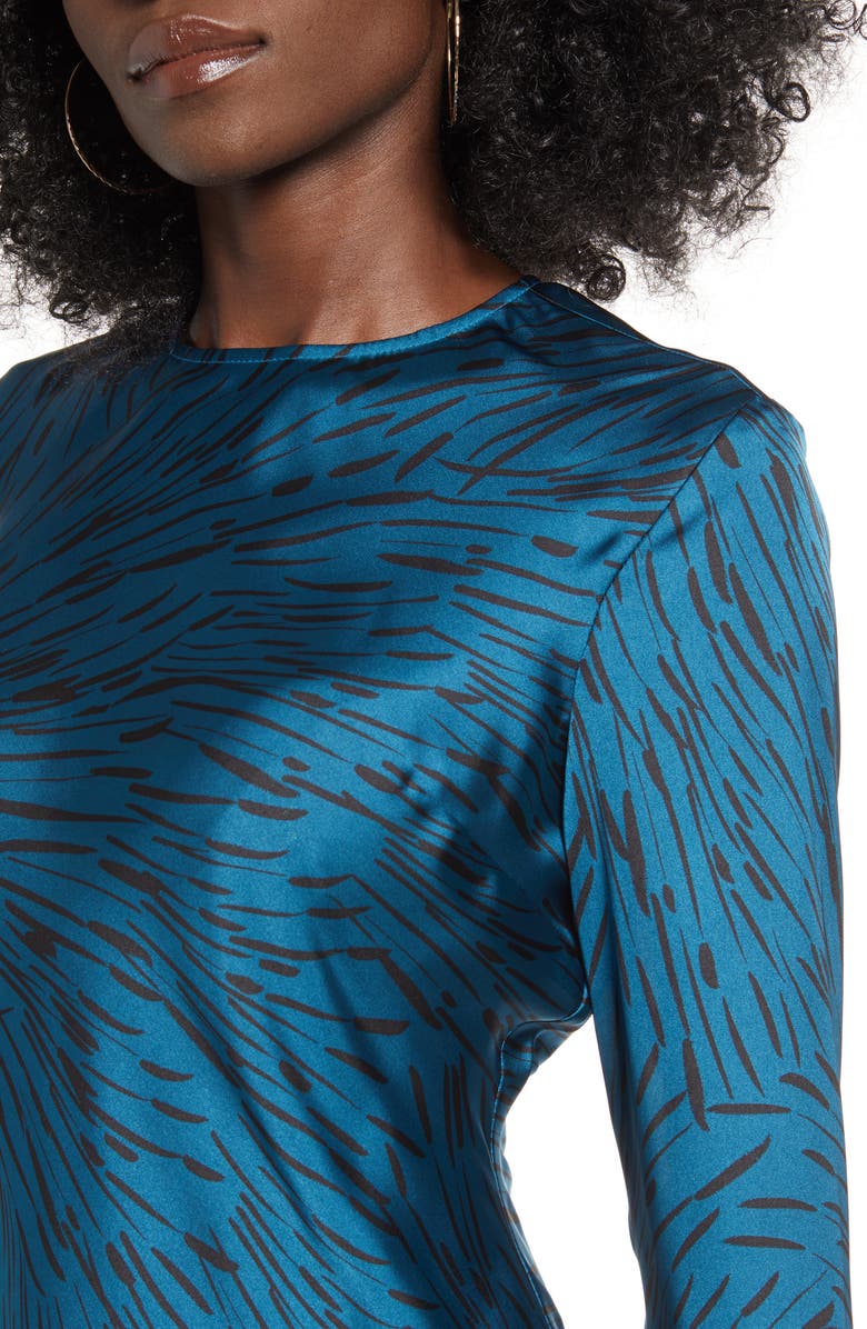 Leith Bias Cut Side Slit Satin Dress, Alternate, color,