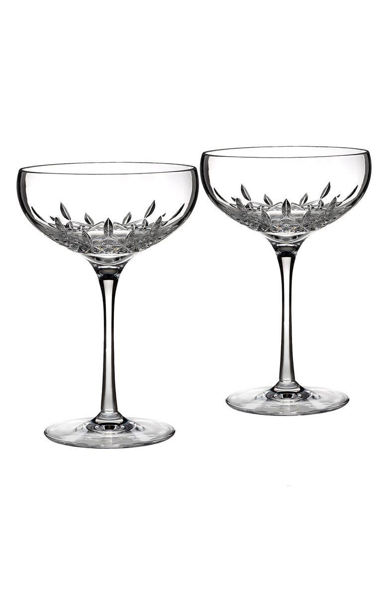Waterford Lismore Essence Set of 2 Lead Crystal Champagne Saucers, Main, color, Clear